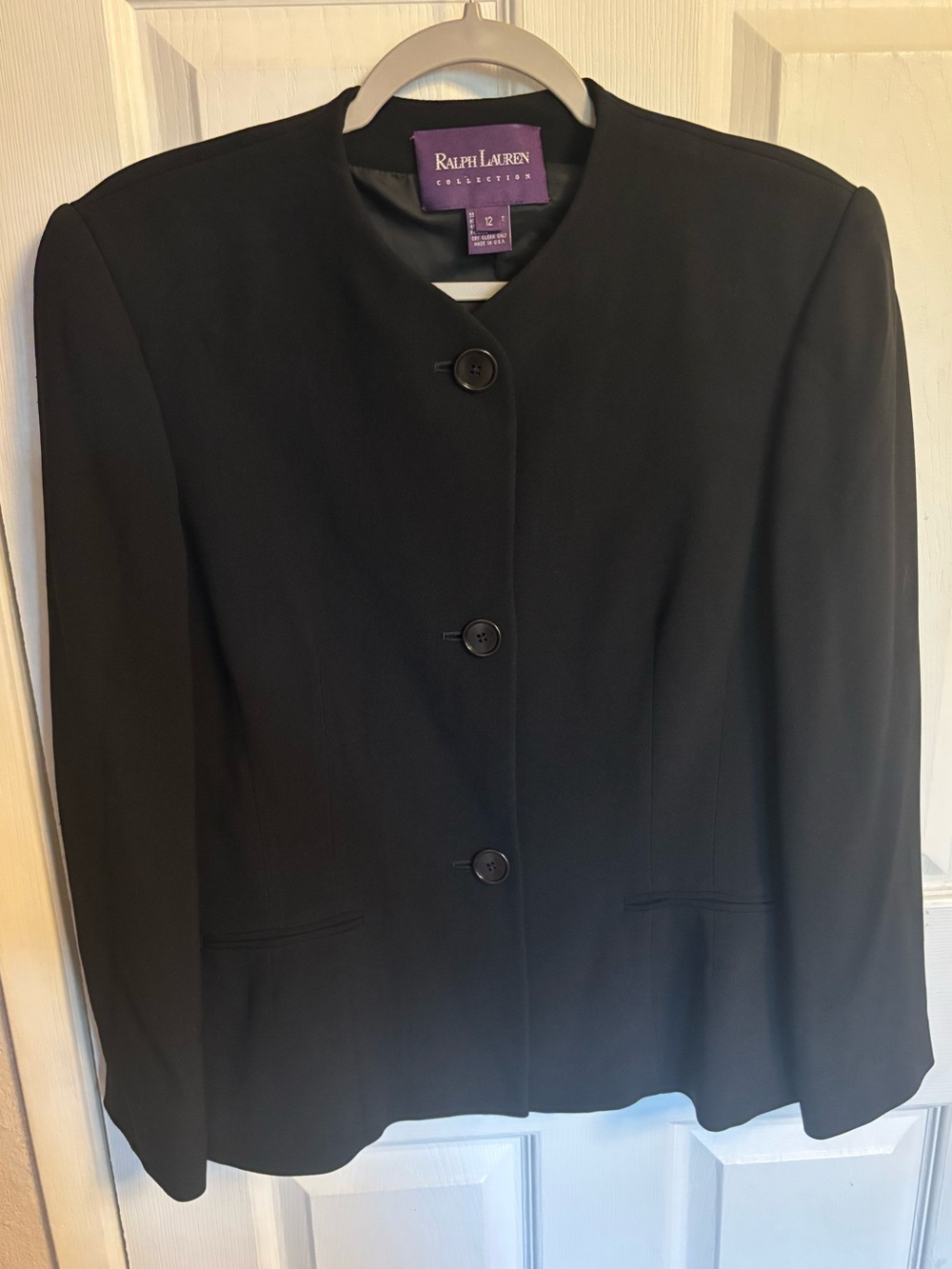 Ralph Lauren Purple Label Black Women's Button-Front Blazer Jacket, 12